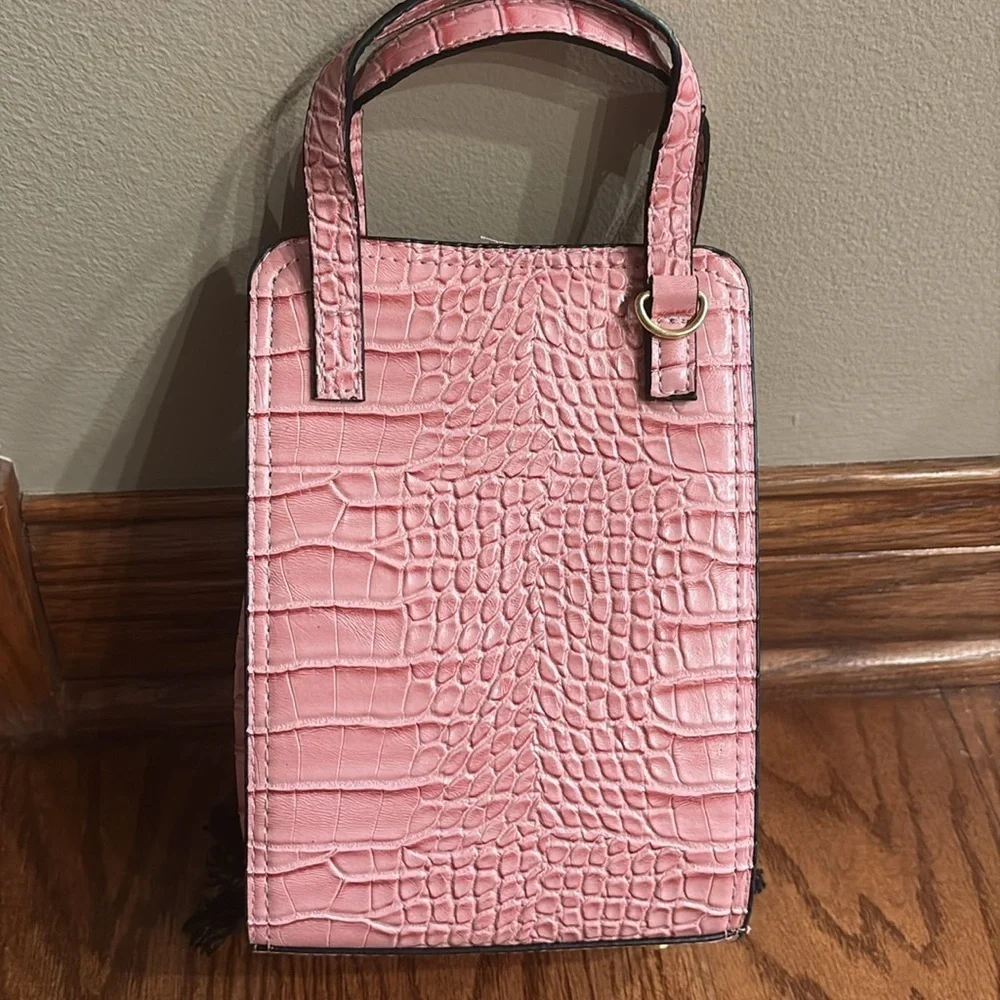 Pink SASSY CHIC LADY Bag with Face Design Adjustable size and crossbody handle